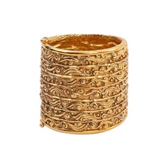 Retro Chanel Gilded Metal Cuff Bracelet, 1980s