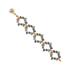 Retro Yves Saint Laurent Gold and Blue Bracelet