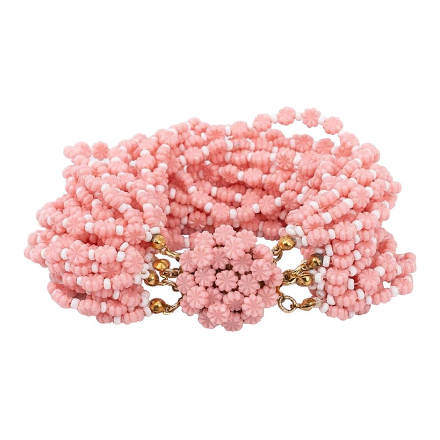 Dior Pink and White Beads Bracelet