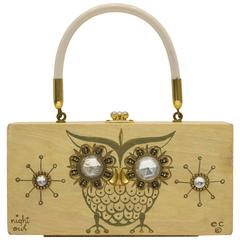 Vintage 1960's Enid Collins 'Night Owl' Wood Box Bag 