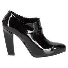 Prada Black Patent Leather Ankle Booties Size IT 36.5