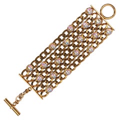 Vintage Chanel Golden Bracelet with Rhinestones