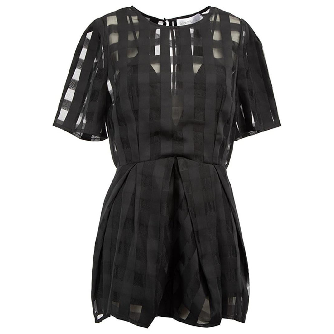 Alice McCall Black Sheer Checkered Short Sleeve Playsuit Size M For Sale
