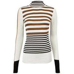 Striped Knit Mock Neck Sweater Size S