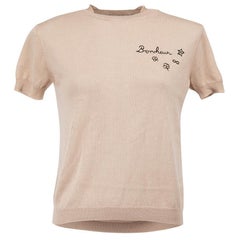 Christian Dior Beige Embroidered Cashmere Knit Top Size XS