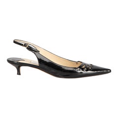 Black Patent Leather Slingback Heels Size IT 40