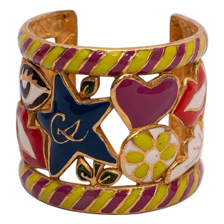 Christian Lacroix Enamelled Cuff Bracelet For Sale