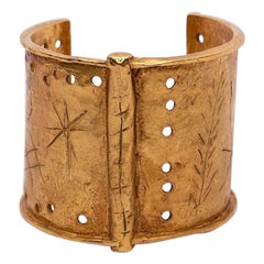 Christian Lacroix Openworked and Engraved Gilted Metal Cuff Bracelet
