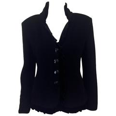 Giorgio Armani Collezioni Black Wool Evening Jacket With Black Velvet Trim