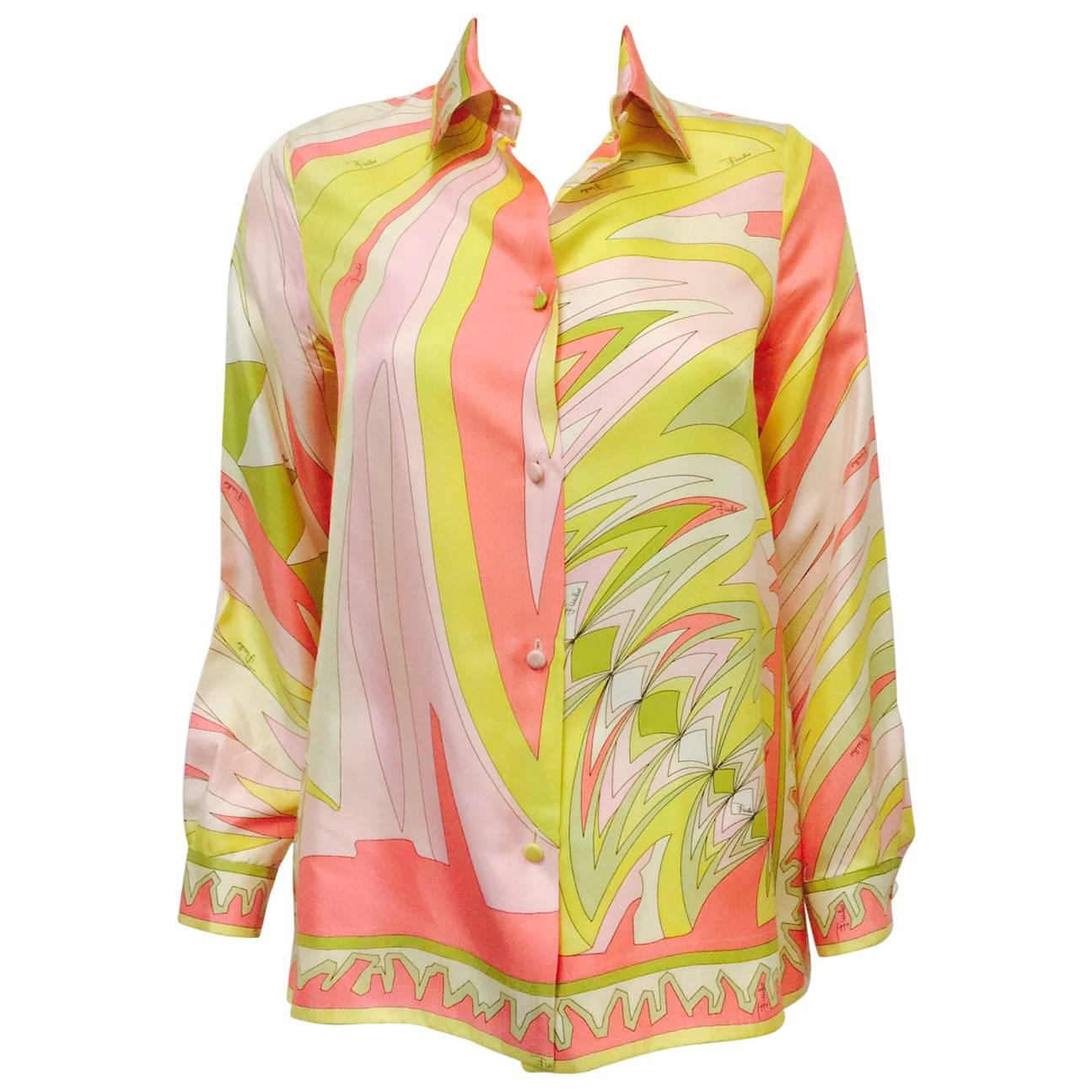 Exquisite Emilio Pucci Abstract Print Silk Blouse  