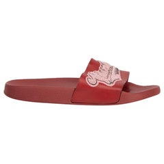 Valentino Red Logo Patch Rubber Slides Size IT 38