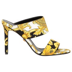 Versace Barocco Printed Double Strap Heeled Sandals Size IT 38