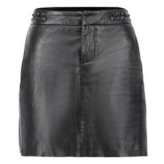 Maje Black Leather Studded Accent Mini Skirt Size S