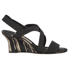 Manolo Blahnik Black Patterned Strap Wedge Sandals Size IT 35.5