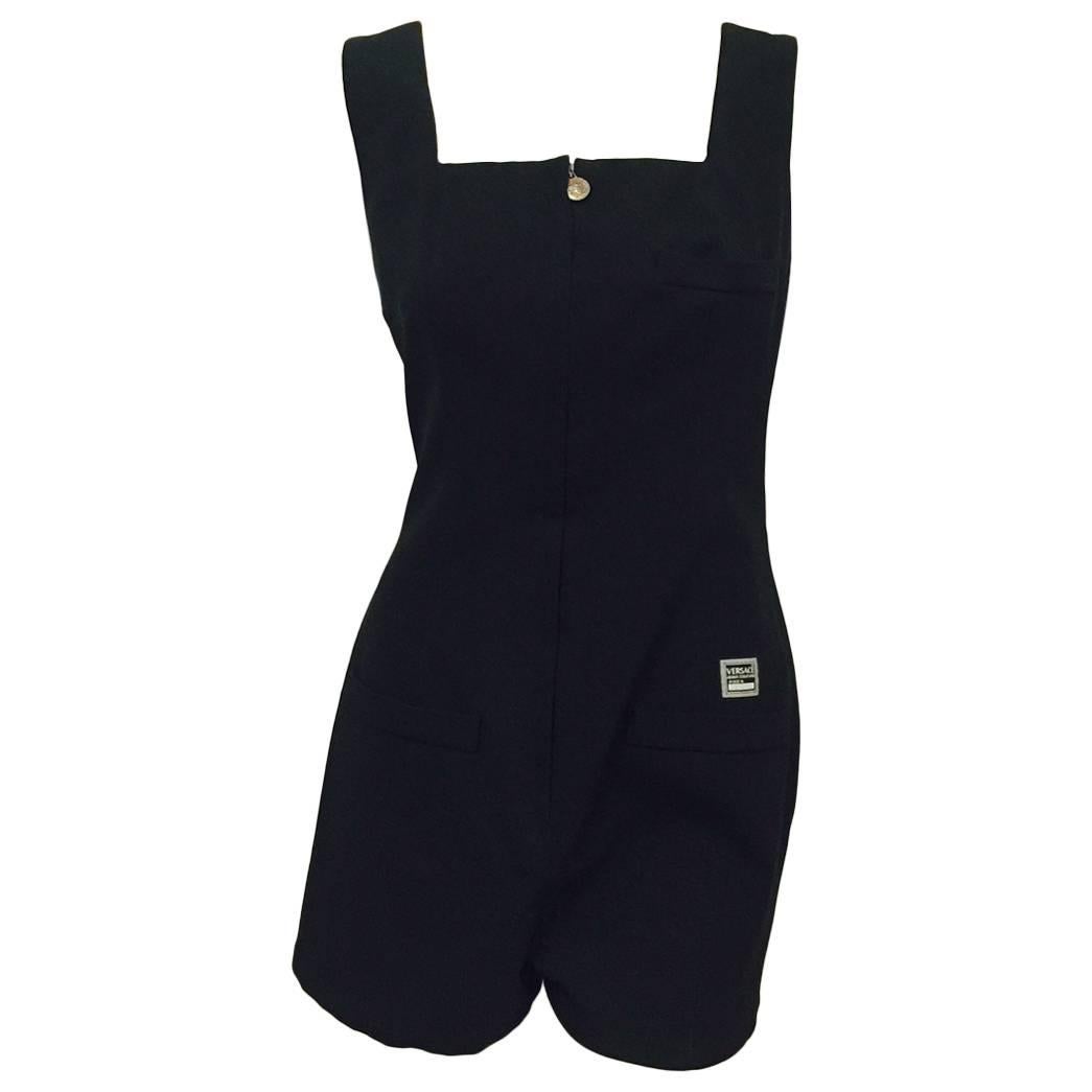 1990s Versace Jeans Couture Black Sleeveless Romper