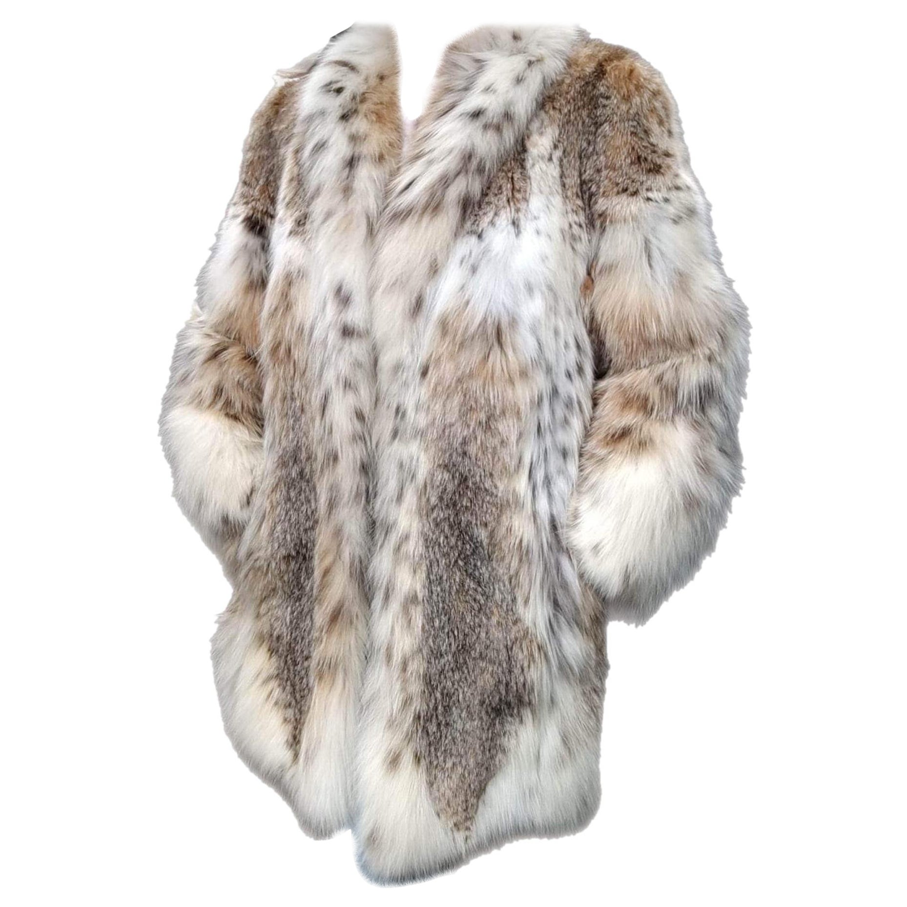 Brand new lightweight lynx fur coat size 12-14 For Sale