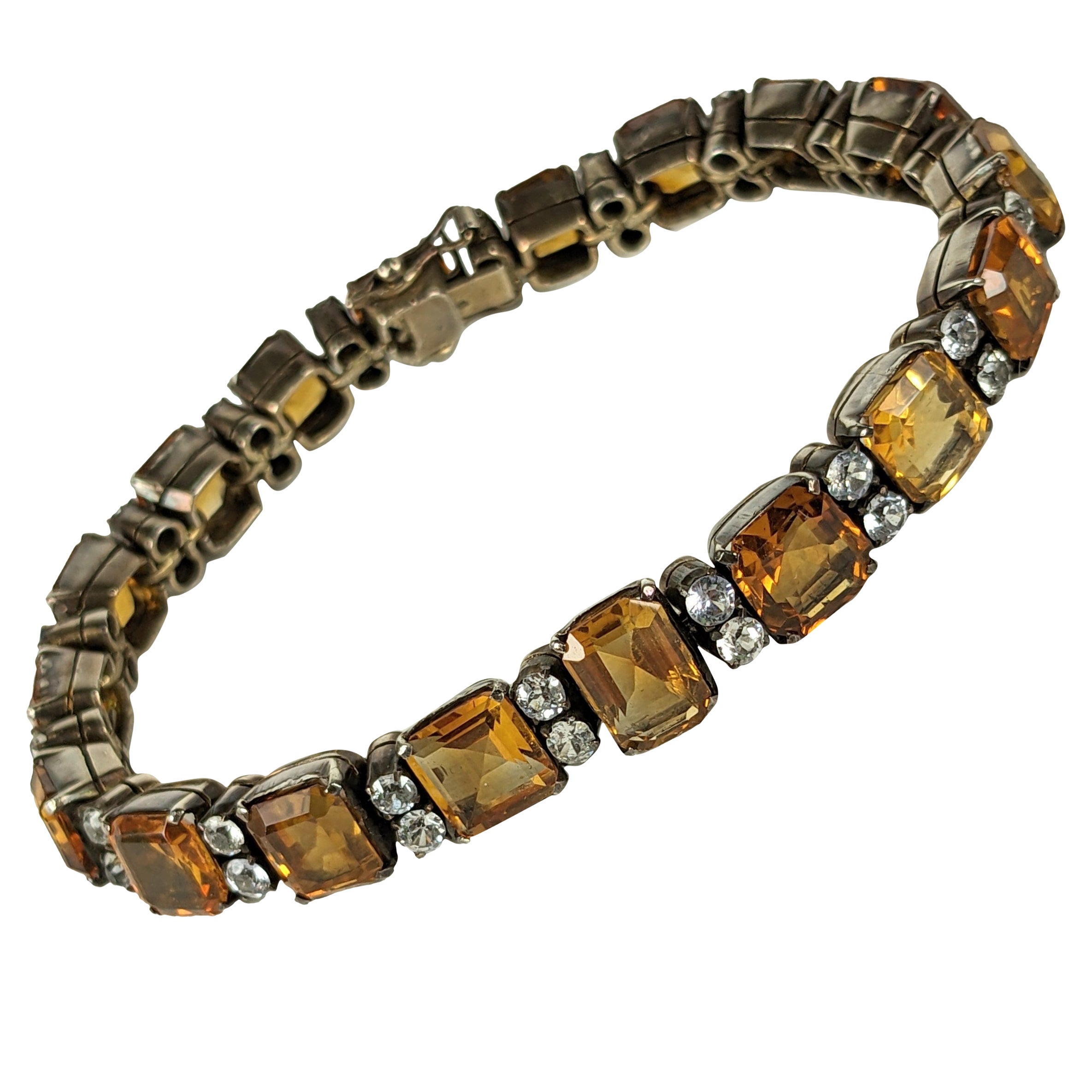 Art Deco Citrine Line Bracelet For Sale