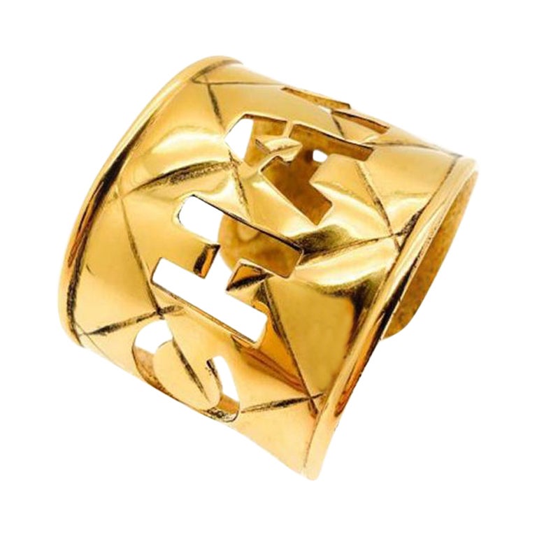 Vintage 1980S Chanel by LAGERFELD Cut Out  C H A N E L  Statement Cuff 1980s For Sale