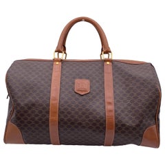 Celine Vintage Brown Macadam Canvas Duffle Duffel Reisetasche