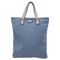 Gucci Light Blue Nylon Canvas Flat Vertical Tote Bag Handbag