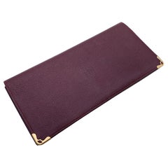 Cartier Vintage Burgundy Leather Bifold Long Wallet