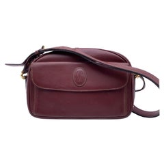 Must de Cartier Vintage Burgundy Leather Front Pocket Shoulder Bag