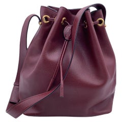 Cartier Vintage Burgundy Leather Drawstring Bucket Shoulder Bag