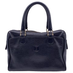 Celine Vintage Black Leather Triomphe Handbag Satchel Bag