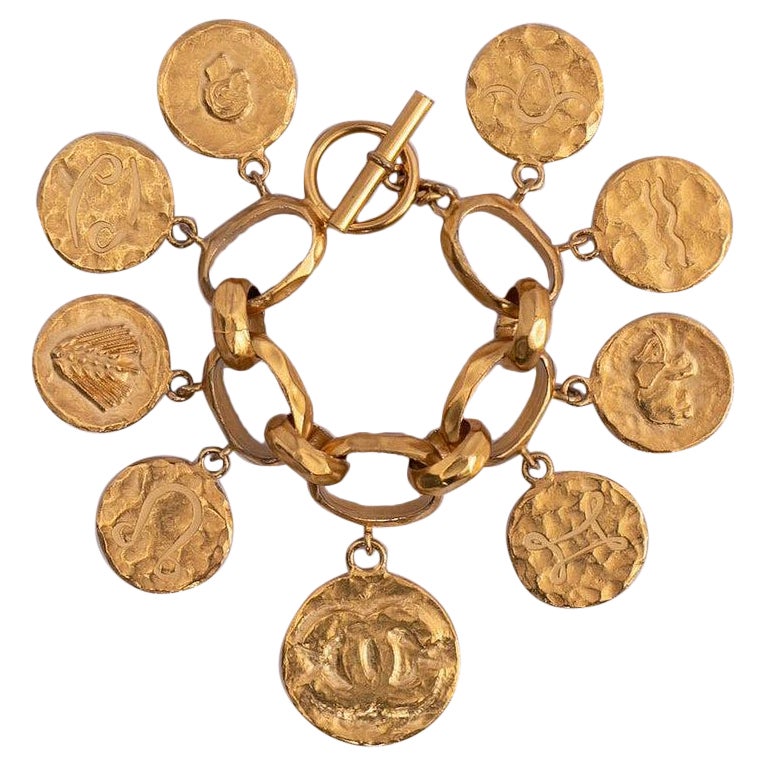 Chanel Astrological Signs Charms Bracelet in Gilded Metal, 1994 Spring For Sale
