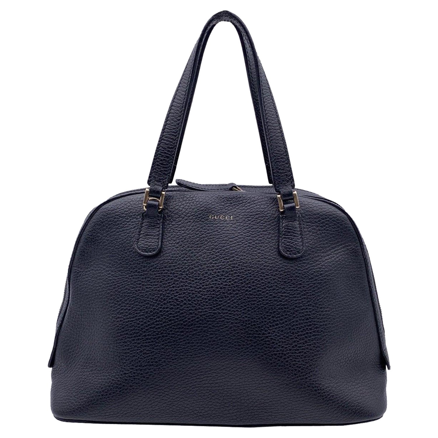 Gucci Black Leather Lady Dollar Dome Satchel Bag Handbag