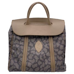 Yves Saint Laurent Retro Giraffe Print Canvas Tote Satchel Bag