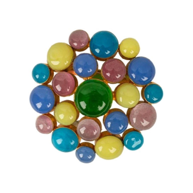 Chanel Brooch in Multicolored Glass Paste, 1993 For Sale