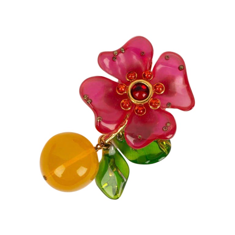 Christian Lacroix "Flower" Brooch in Gold Metal For Sale
