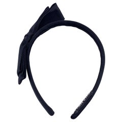 Chanel Vintage Black Silk Satin Headband Hair Accessory with Bow at 1stDibs