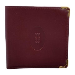 Cartier Vintage Burgundy Leather Square Bifold Checkbook Wallet