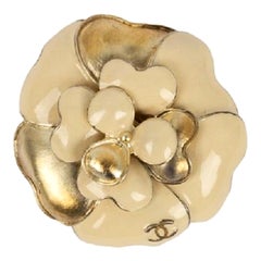 Chanel Camellia Brooch in Enamelled Gold Metal, Spring 2007