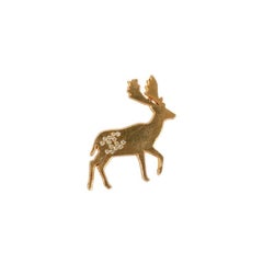 Chanel Deer Brooch in Gold Metal and Swarovski Strass, 2001