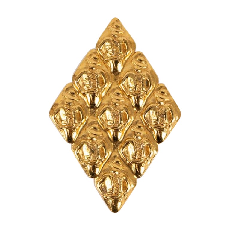 Chanel Gold Metal Brooch For Sale