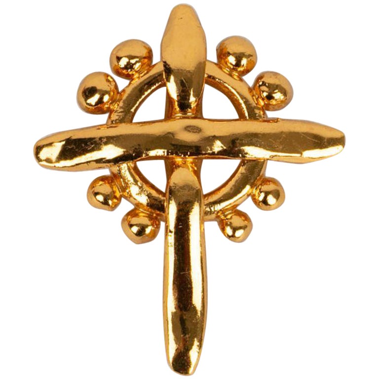 Christian Lacroix Gold Brooch For Sale