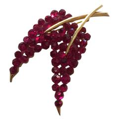 1950s TRIFARI Briolette Fuschia Swarovski Crystal Floral Brooch Pin 1950s TRIFARI Briolette Fuschia Swarovski Crystal Floral Brooch Pin