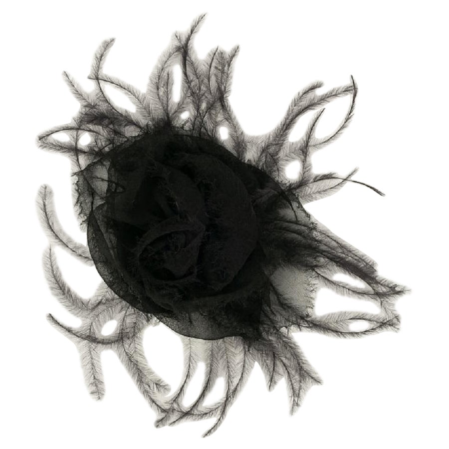 black chanel flower earrings