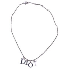 Christian Dior Silver Metal Letters D Pendant Chain Necklace