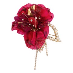 Retro Christian Lacroix Organza Brooch in Gilted Metal