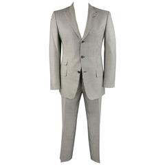 TOM FORD 42 Long Black & White Houndstooth Wool 33 31 Peak Lapel Suit