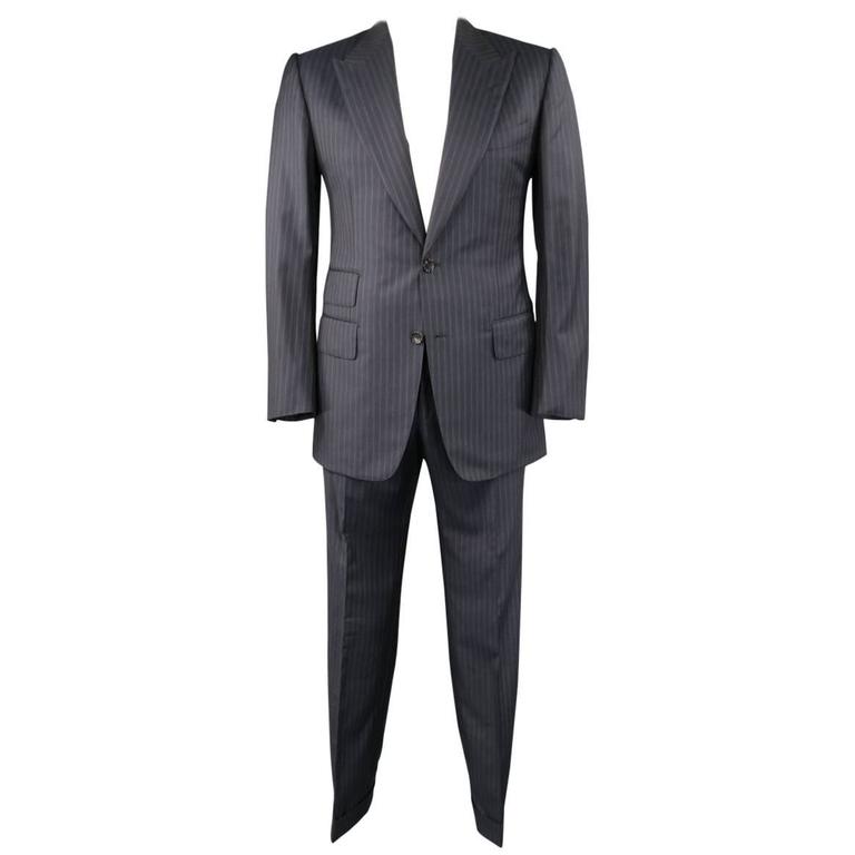 Big Lapel - Wide Lapel - Tom Ford Style Suit - Ticket Pocket - Navy Blue main image 1