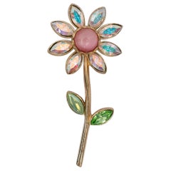 Vintage Christian Lacroix Flower Shaped Brooch in Gilded Metal