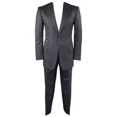 Men's TOM FORD 40 Long Midnight Navy Striped Wool 32 33 Notch Lapel Suit 8