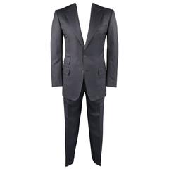 Men's TOM FORD 40 Long Midnight Navy Striped Wool 32 33 Notch Lapel Suit