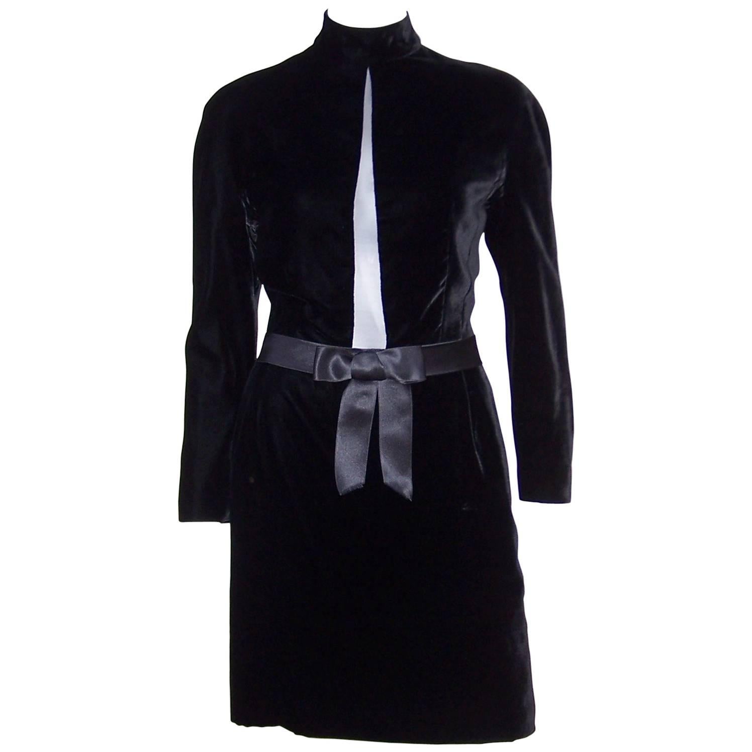 Mod 1980's Genny Peek-A-Boo Plunge Velvet Dress