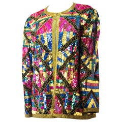 Veste à sequins multicolore des années 80 